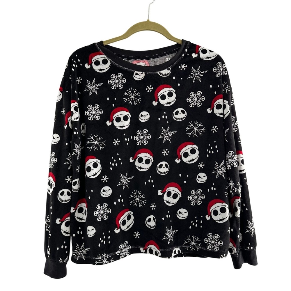 Disney Tim Burtons The Nightmare Before Christmas Black Sleepwear Top M Santa‎ b